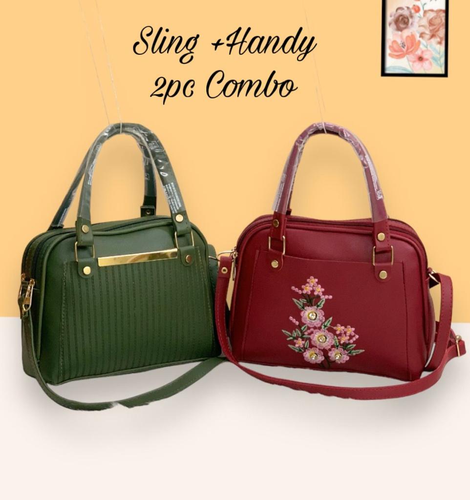 Chic Duo: PU Foam 2-Piece Combo Sling Bags Set
